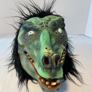 Vintage‎ Monster Mask Halloween Costume Rubber Green Hair Creepy Scary